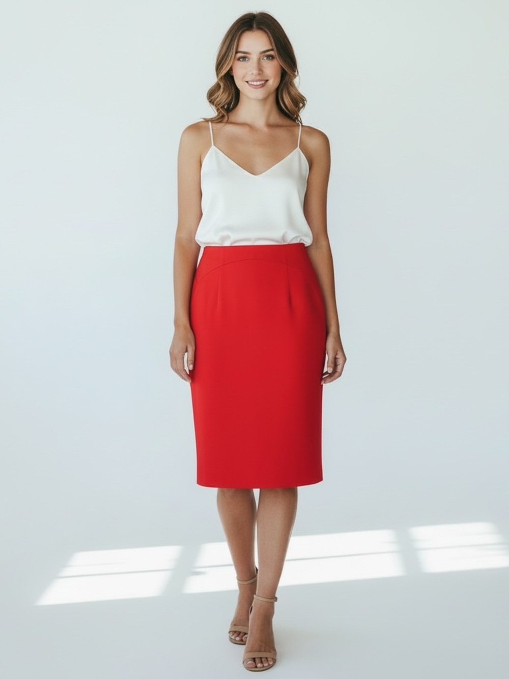ANTONIO MELANI Red Midi Pencil Skirt size 0